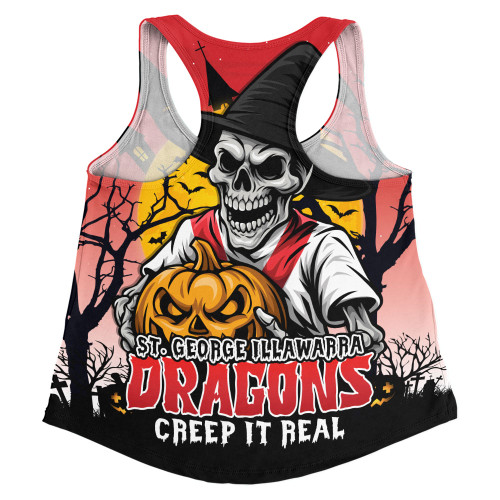 St. George Illawarra Dragons Women Racerback Singlet Dark Moon Rugby Halloween Battle Edition