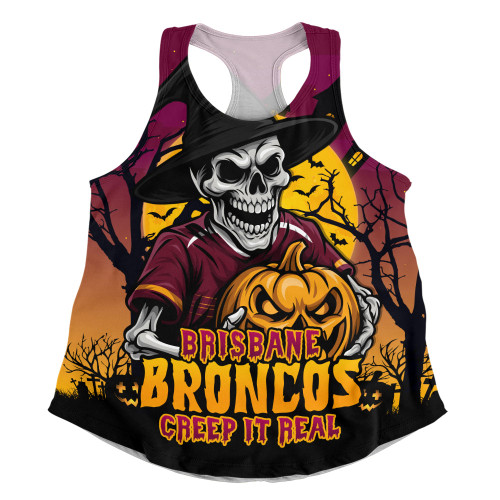 Brisbane Broncos Women Racerback Singlet Dark Moon Rugby Halloween Battle Edition