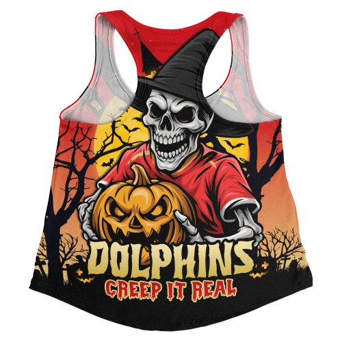 Redcliffe Dolphins Women Racerback Singlet Dark Moon Rugby Halloween Battle Edition Redcliffe Dolphins Women Racerback Singlet Dark Moon Rugby Halloween Battle Edition