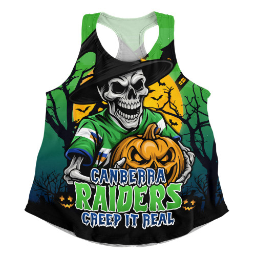 Canberra Raiders Women Racerback Singlet Dark Moon Rugby Halloween Battle Edition