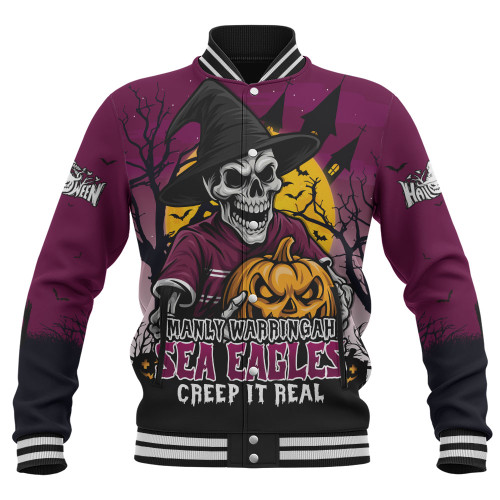 Manly Warringah Sea Eagles Baseball Jacket Dark Moon Rugby Halloween Battle Edition