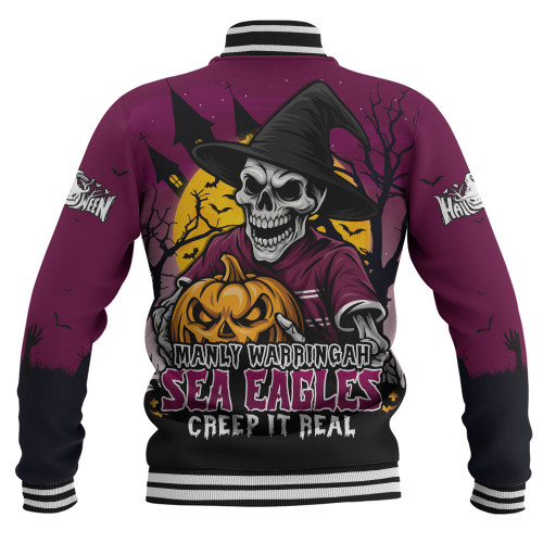 Manly Warringah Sea Eagles Baseball Jacket Dark Moon Rugby Halloween Battle Edition