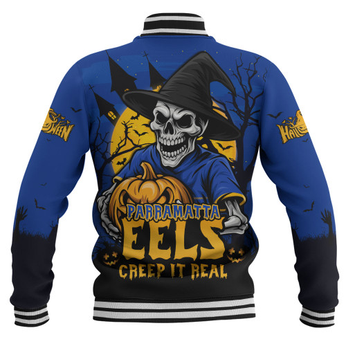 Parramatta Eels Baseball Jacket Dark Moon Rugby Halloween Battle Edition Parramatta Eels Baseball Jacket Dark Moon Rugby Halloween Battle Edition