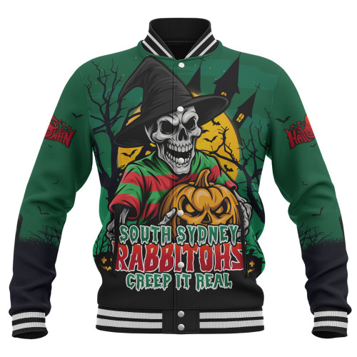 South Sydney Rabbitohs Baseball Jacket Dark Moon Rugby Halloween Battle Edition