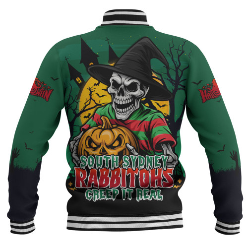 South Sydney Rabbitohs Baseball Jacket Dark Moon Rugby Halloween Battle Edition