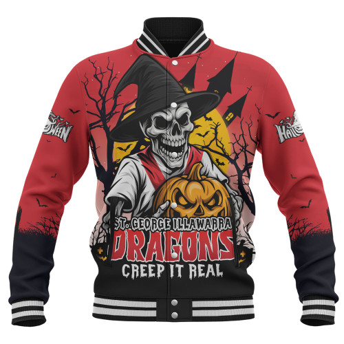 St. George Illawarra Dragons Baseball Jacket Dark Moon Rugby Halloween Battle Edition