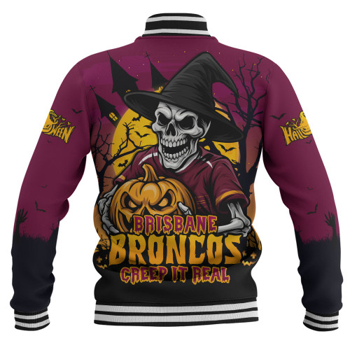Brisbane Broncos Baseball Jacket Dark Moon Rugby Halloween Battle Edition