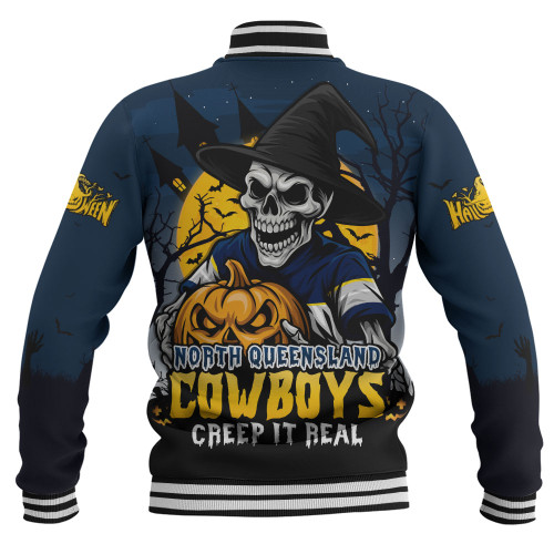 North Queensland Cowboys Baseball Jacket Dark Moon Rugby Halloween Battle Edition