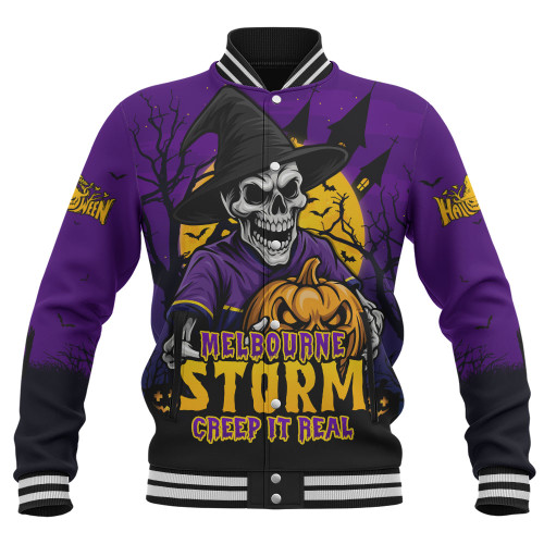 Melbourne Storm Baseball Jacket Dark Moon Rugby Halloween Battle Edition