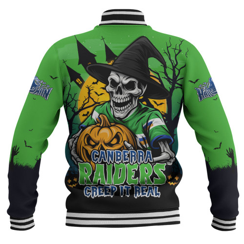 Canberra Raiders Baseball Jacket Dark Moon Rugby Halloween Battle Edition