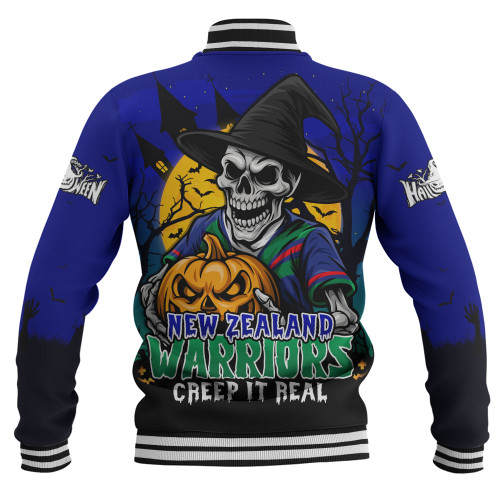 New Zealand Warriors Baseball Jacket Dark Moon Rugby Halloween Battle Edition