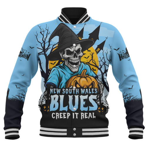 New South Wales Blues Baseball Jacket Dark Moon Rugby Halloween Battle Edition New South Wales Blues Baseball Jacket Dark Moon Rugby Halloween Battle Edition