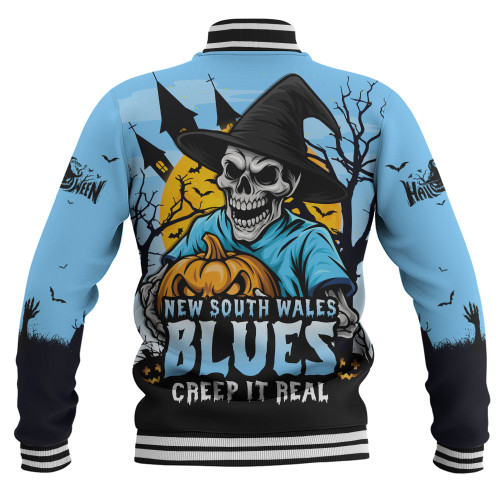 New South Wales Blues Baseball Jacket Dark Moon Rugby Halloween Battle Edition