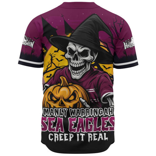 Manly Warringah Sea Eagles Baseball Shirt Dark Moon Rugby Halloween Battle Edition