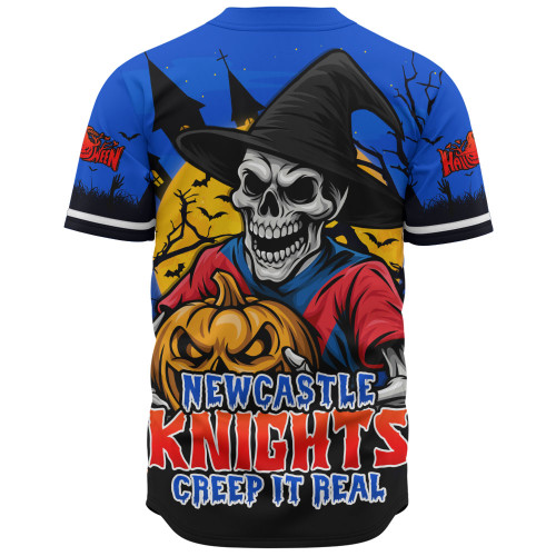 Newcastle Knights Baseball Shirt Dark Moon Rugby Halloween Battle Edition