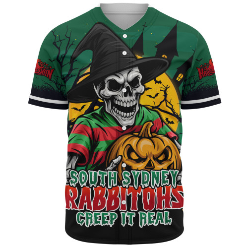 South Sydney Rabbitohs Baseball Shirt Dark Moon Rugby Halloween Battle Edition