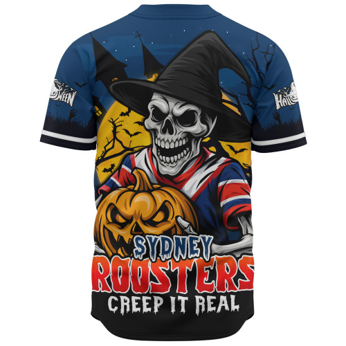 Sydney Roosters Baseball Shirt Dark Moon Rugby Halloween Battle Edition