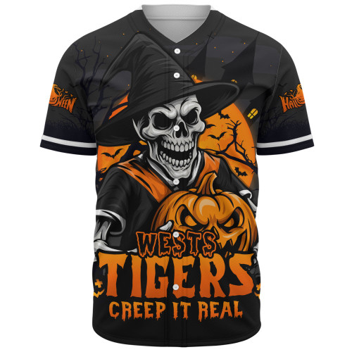 Wests Tigers Baseball Shirt Dark Moon Rugby Halloween Battle Edition Wests Tigers Baseball Shirt Dark Moon Rugby Halloween Battle Edition