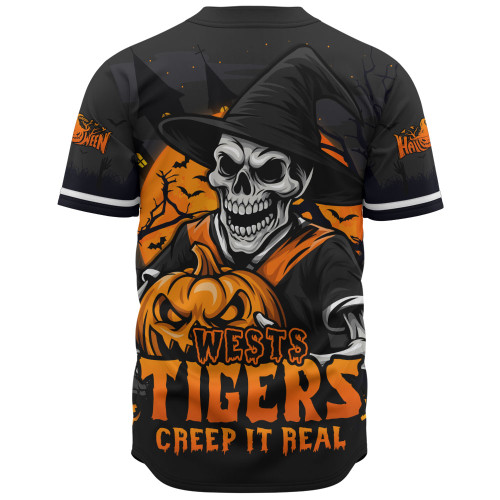 Wests Tigers Baseball Shirt Dark Moon Rugby Halloween Battle Edition Wests Tigers Baseball Shirt Dark Moon Rugby Halloween Battle Edition
