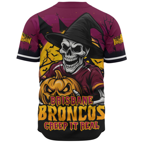 Brisbane Broncos Baseball Shirt Dark Moon Rugby Halloween Battle Edition