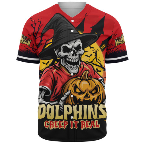 Redcliffe Dolphins Baseball Shirt Dark Moon Rugby Halloween Battle Edition