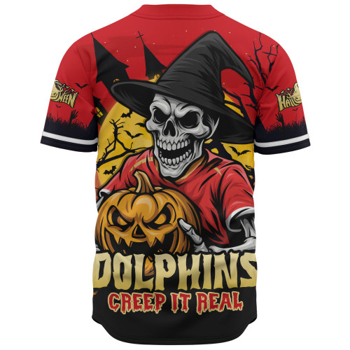 Redcliffe Dolphins Baseball Shirt Dark Moon Rugby Halloween Battle Edition