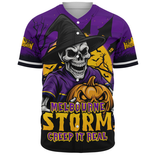 Melbourne Storm Baseball Shirt Dark Moon Rugby Halloween Battle Edition