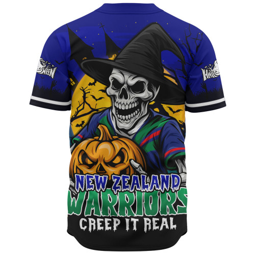 New Zealand Warriors Baseball Shirt Dark Moon Rugby Halloween Battle Edition