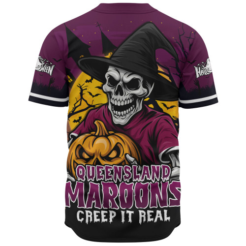 Queensland Maroons Baseball Shirt Dark Moon Rugby Halloween Battle Edition
