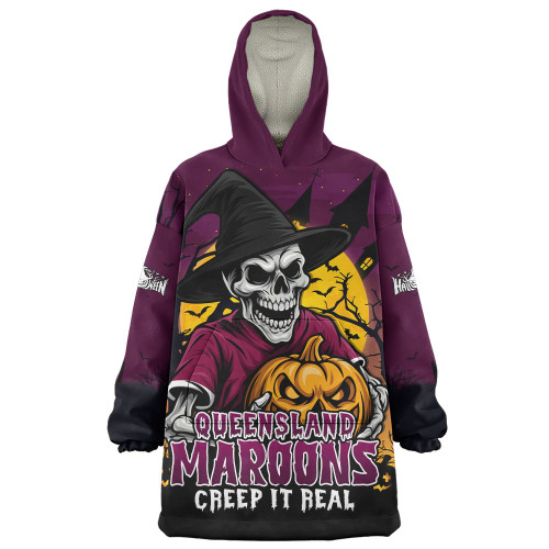 Queensland Maroons Snug Hoodie Dark Moon Rugby Halloween Battle Edition