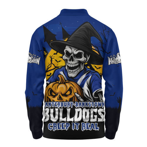 Canterbury-Bankstown Bulldogs Long Sleeve Polo Shirt Dark Moon Rugby Halloween Battle Edition