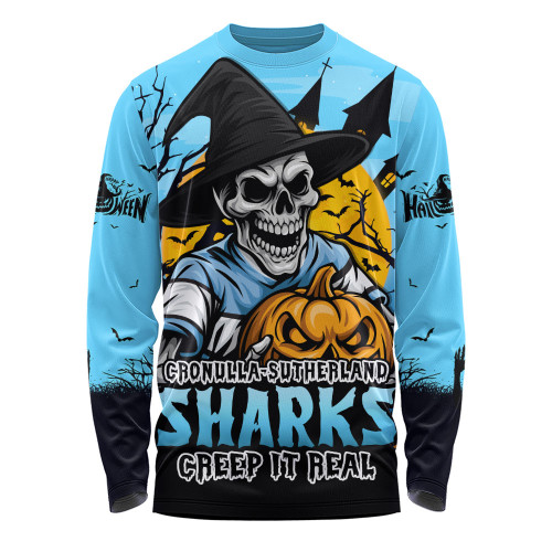 Cronulla-Sutherland Sharks Long Sleeve T-shirt Dark Moon Rugby Halloween Battle Edition