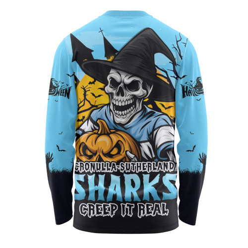 Cronulla-Sutherland Sharks Long Sleeve T-shirt Dark Moon Rugby Halloween Battle Edition