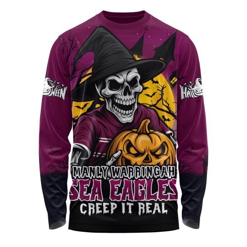Manly Warringah Sea Eagles Long Sleeve T-shirt Dark Moon Rugby Halloween Battle Edition