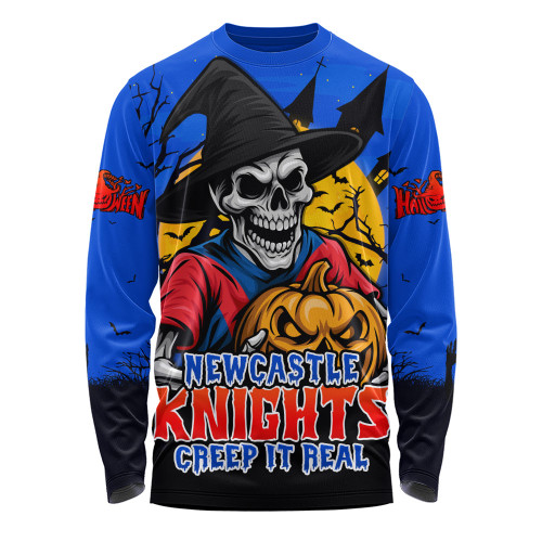 Newcastle Knights Long Sleeve T-shirt Dark Moon Rugby Halloween Battle Edition