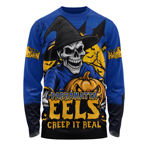 Parramatta Eels Long Sleeve T-shirt Dark Moon Rugby Halloween Battle Edition