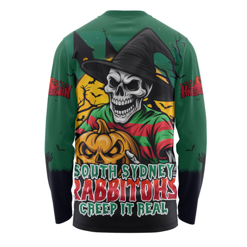 South Sydney Rabbitohs Long Sleeve T-shirt Dark Moon Rugby Halloween Battle Edition