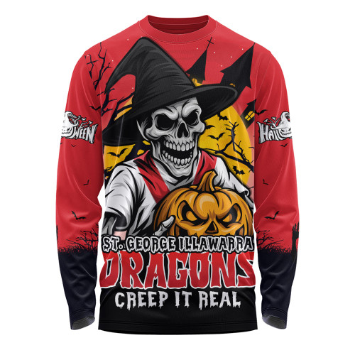 St. George Illawarra Dragons Long Sleeve T-shirt Dark Moon Rugby Halloween Battle Edition