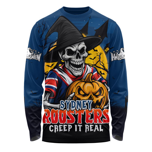 Sydney Roosters Long Sleeve T-shirt Dark Moon Rugby Halloween Battle Edition