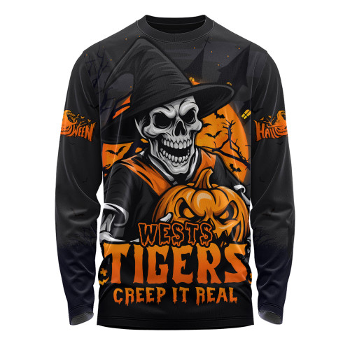 Wests Tigers Long Sleeve T-shirt Dark Moon Rugby Halloween Battle Edition