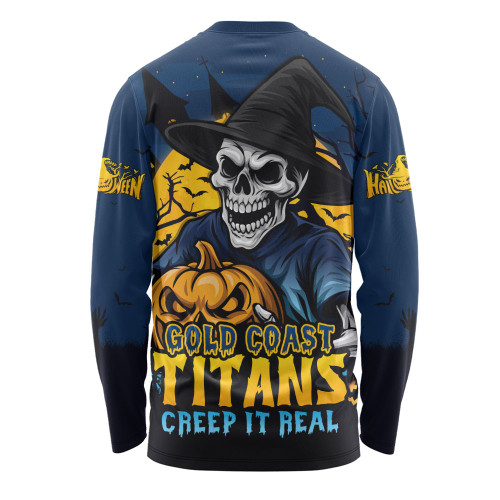 Gold Coast Titans Long Sleeve T-shirt Dark Moon Rugby Halloween Battle Edition Gold Coast Titans Long Sleeve T-shirt Dark Moon Rugby Halloween Battle Edition