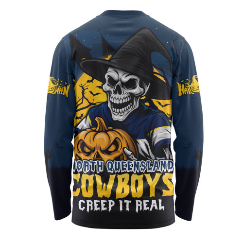 North Queensland Cowboys Long Sleeve T-shirt Dark Moon Rugby Halloween Battle Edition