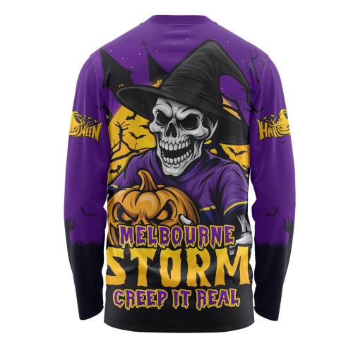 Melbourne Storm Long Sleeve T-shirt Dark Moon Rugby Halloween Battle Edition