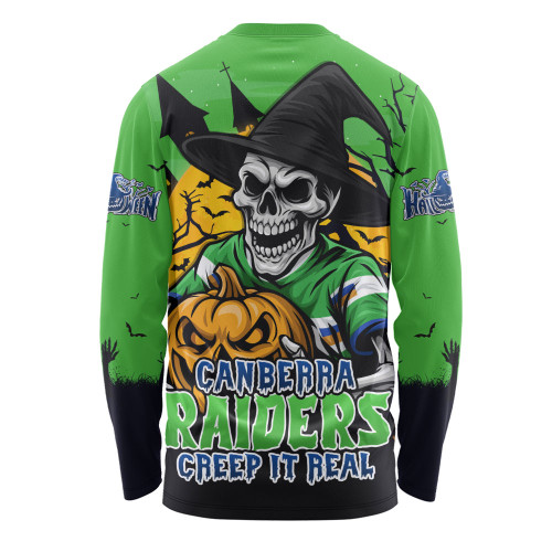 Canberra Raiders Long Sleeve T-shirt Dark Moon Rugby Halloween Battle Edition
