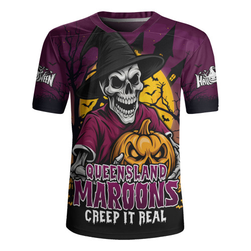 Queensland Maroons Rugby Jersey Dark Moon Rugby Halloween Battle Edition