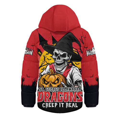 St. George Illawarra Dragons Hooded Padded Jacket Dark Moon Rugby Halloween Battle Edition