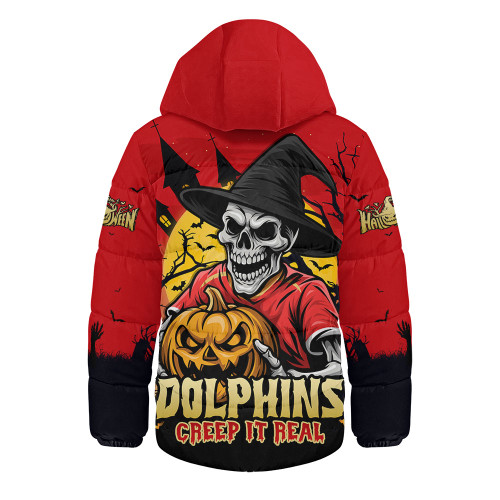 Redcliffe Dolphins Hooded Padded Jacket Dark Moon Rugby Halloween Battle Edition