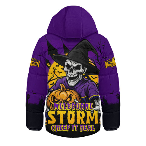 Melbourne Storm Hooded Padded Jacket Dark Moon Rugby Halloween Battle Edition
