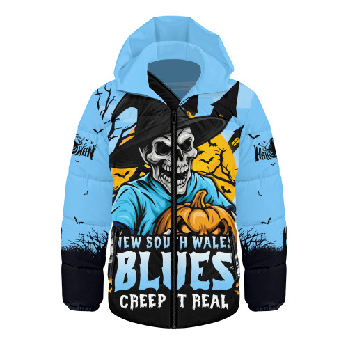New South Wales Blues Hooded Padded Jacket Dark Moon Rugby Halloween Battle Edition