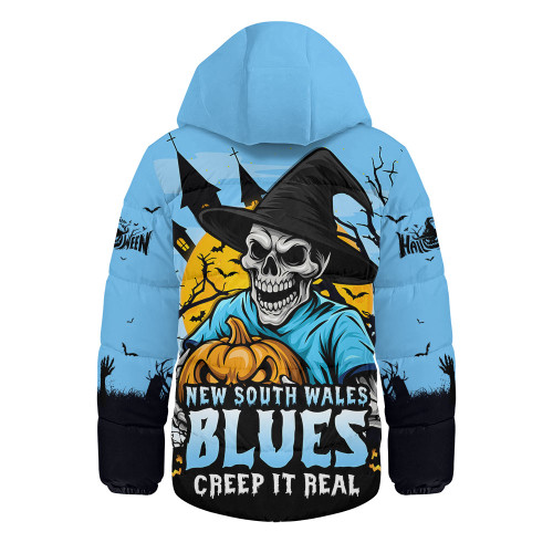 New South Wales Blues Hooded Padded Jacket Dark Moon Rugby Halloween Battle Edition